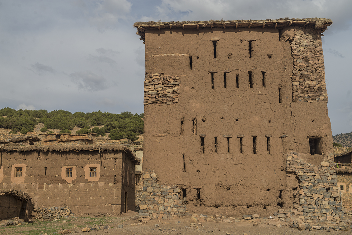 Mud brick tower in the Ait Bougoumez Valley