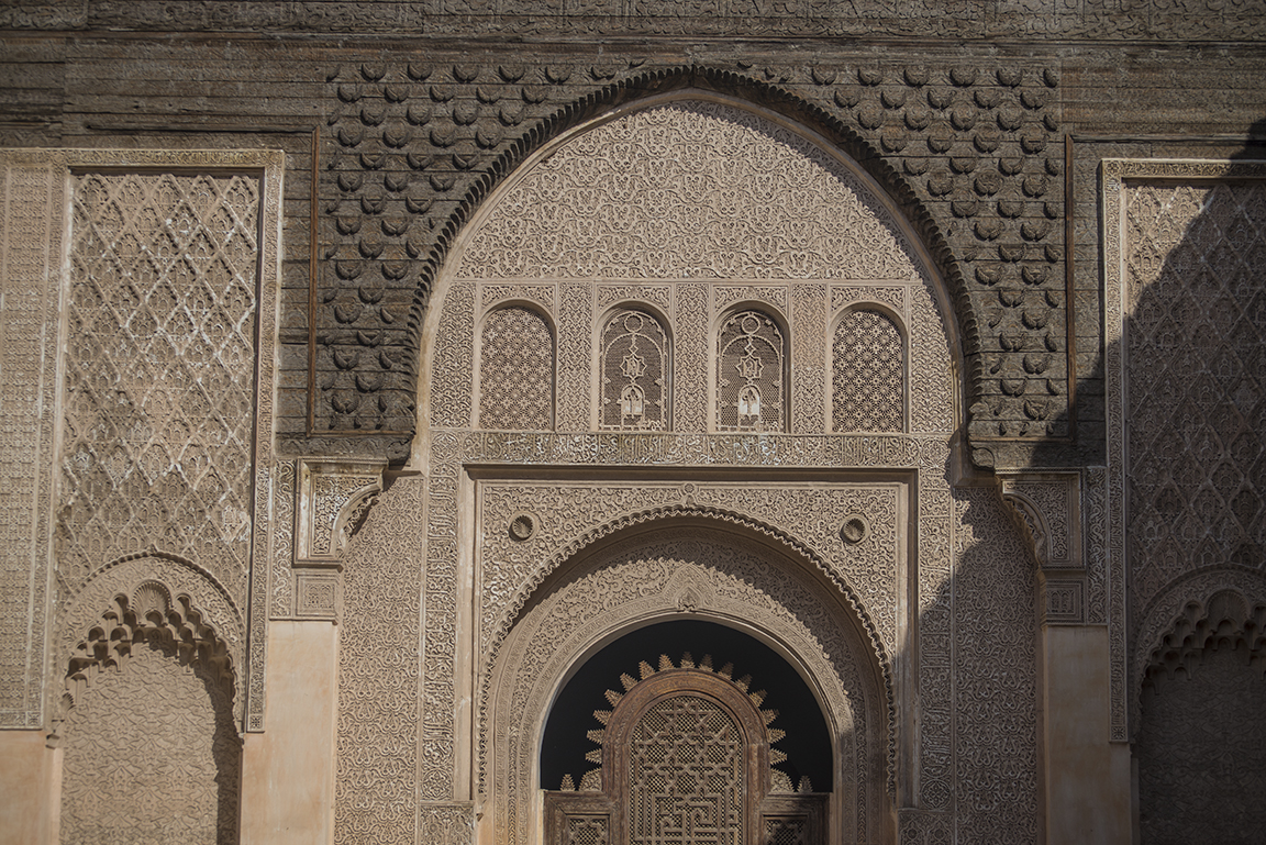 Main courtyard entrance of the Ali ben Youssef Medersa