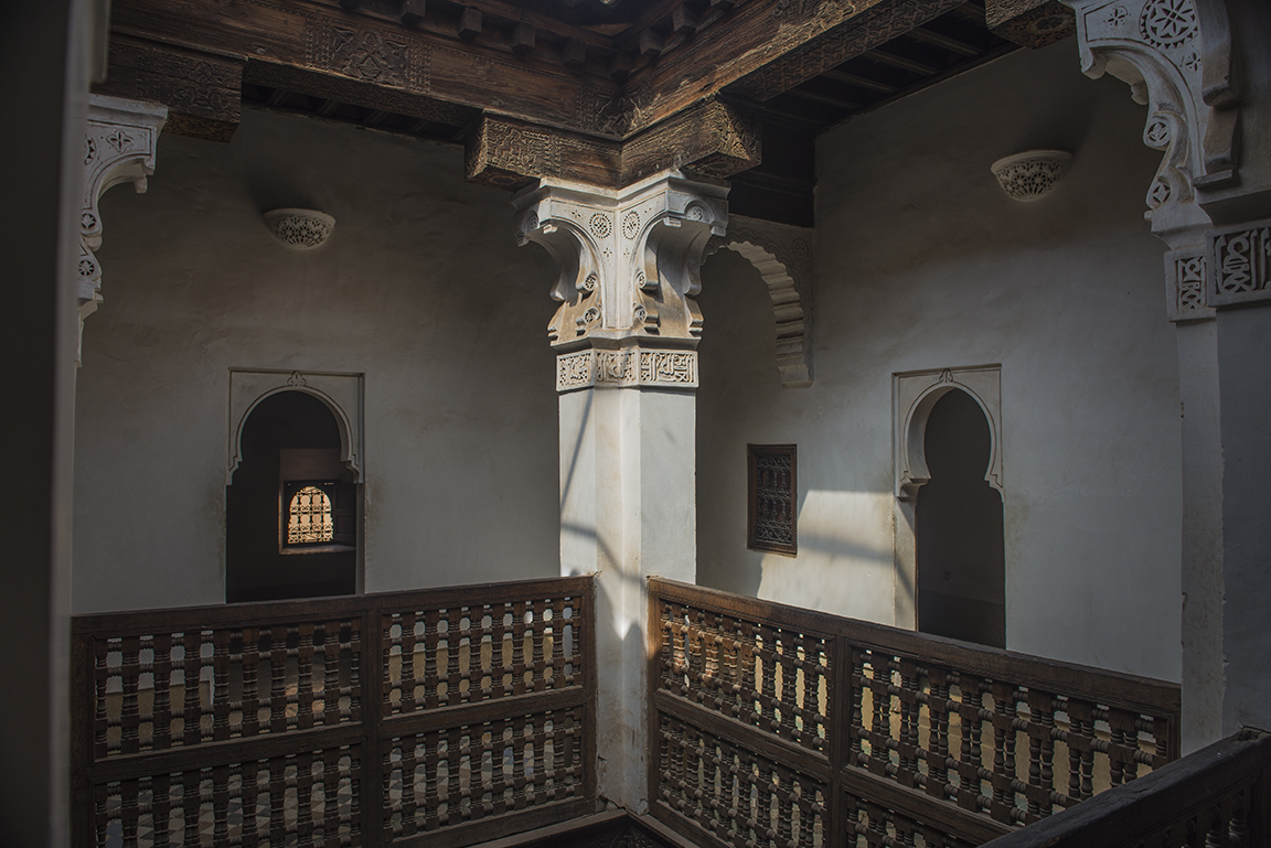 Upper level dormitory in the Ali ben Youssef Medersa