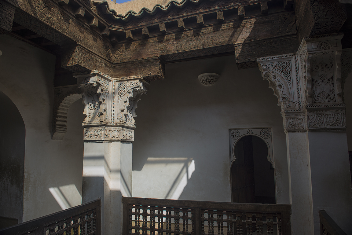 Upper level dormitory couryard at the Ali ben Youssef Medersa