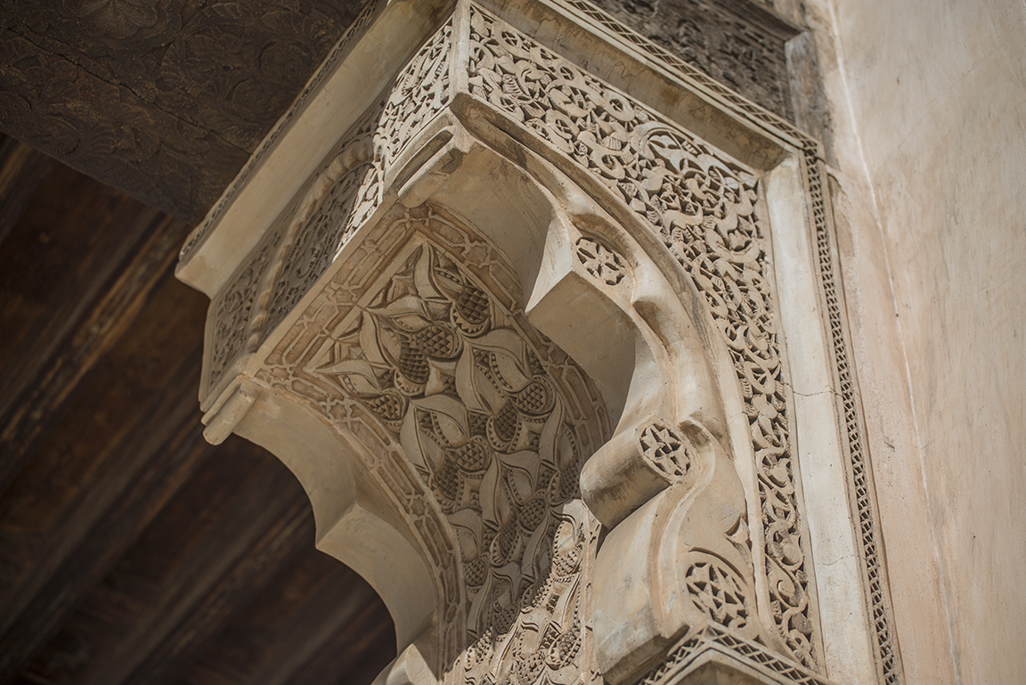 Carving details at the Ali ben Youssef Medersa