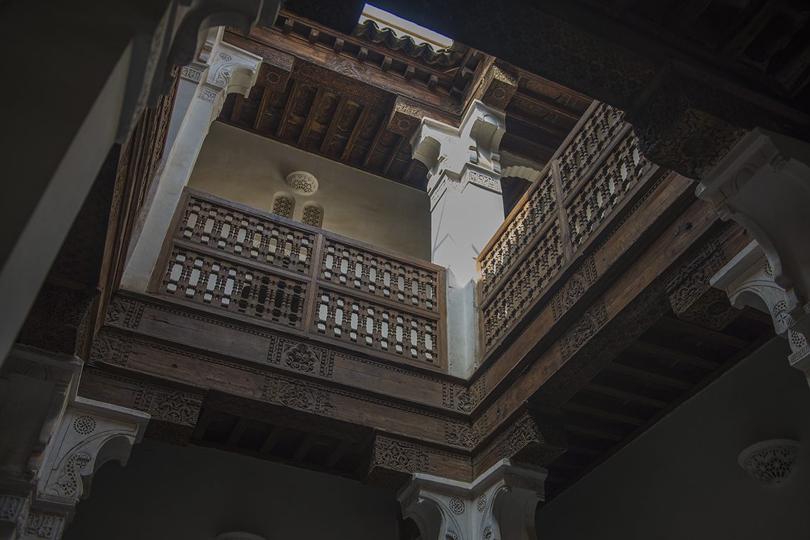 Upper level dormitory in the Ali ben Youssef Medersa