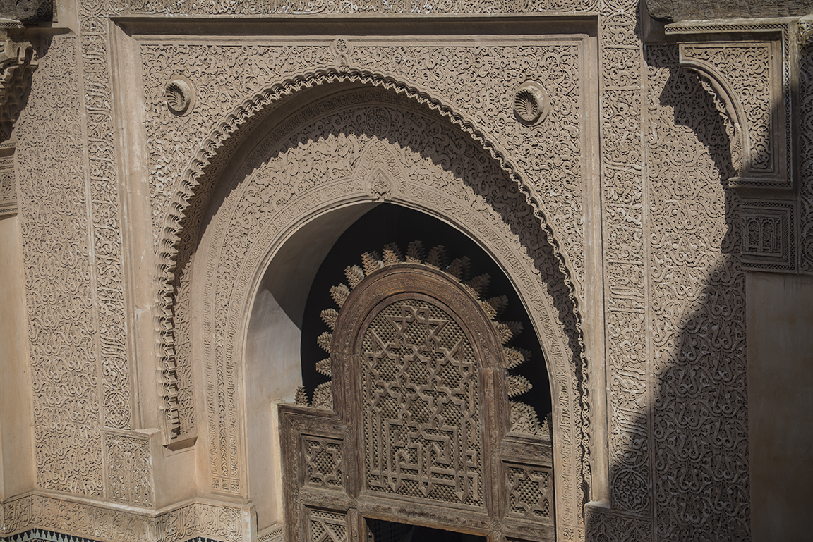 View from the upper level window of the couryard at the Ali ben Youssef Medersa