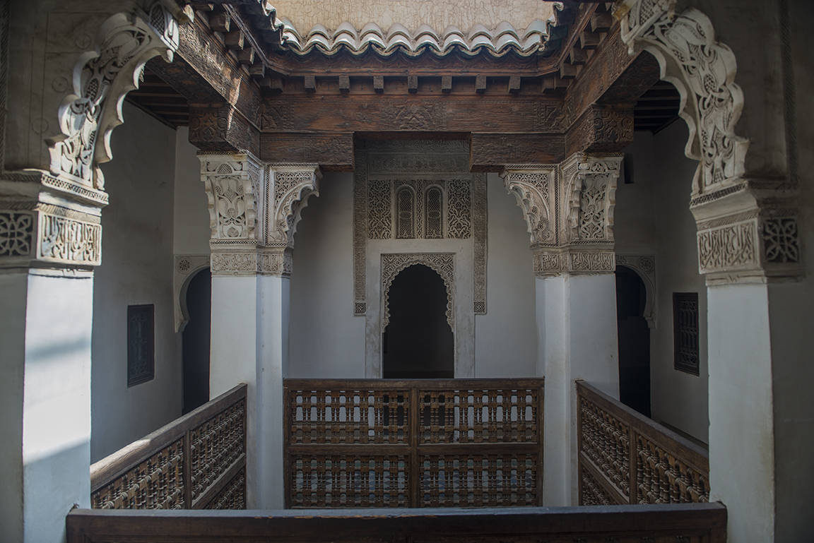 Upper level dormitory couryard at the Ali ben Youssef Medersa