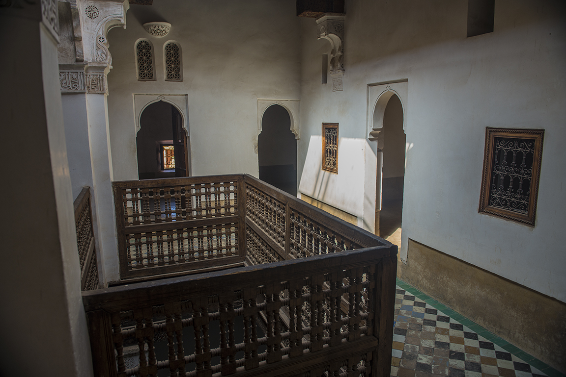 Upper level dormitory in the Ali ben Youssef Medersa