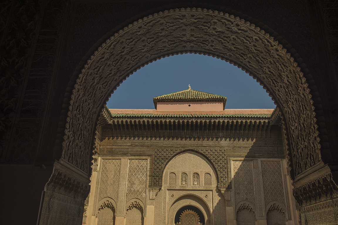 View of the  Ali ben Youssef Medersa courtyard