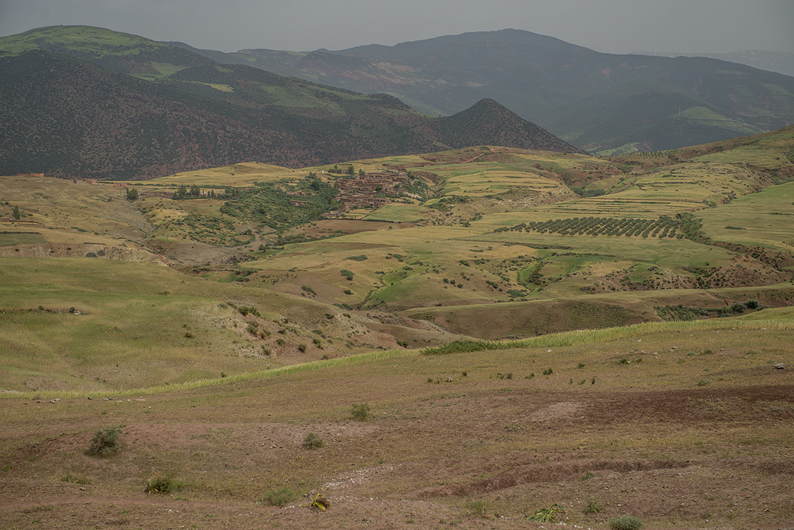 View of the fertile valleys near Touama in the foothills of the High Atlas Mountains