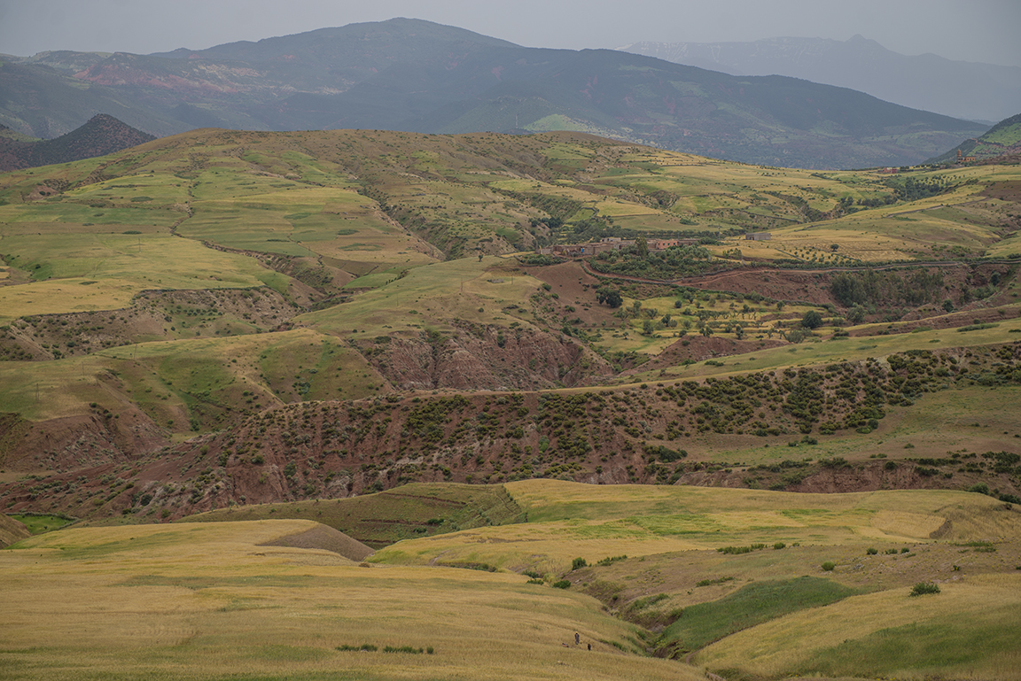 View of the fertile valleys near Touama in the foothills of the High Atlas Mountains