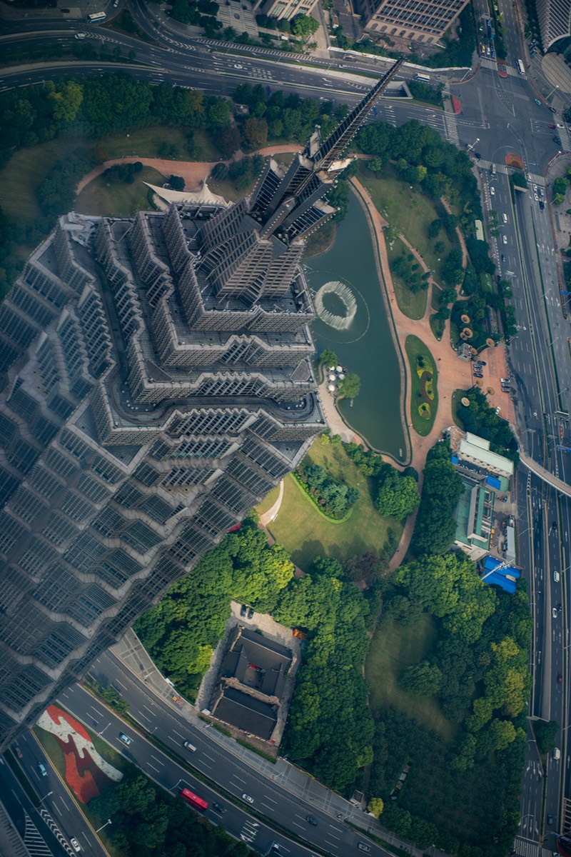 View of the Jinmao Tower from the Shanghai Tower