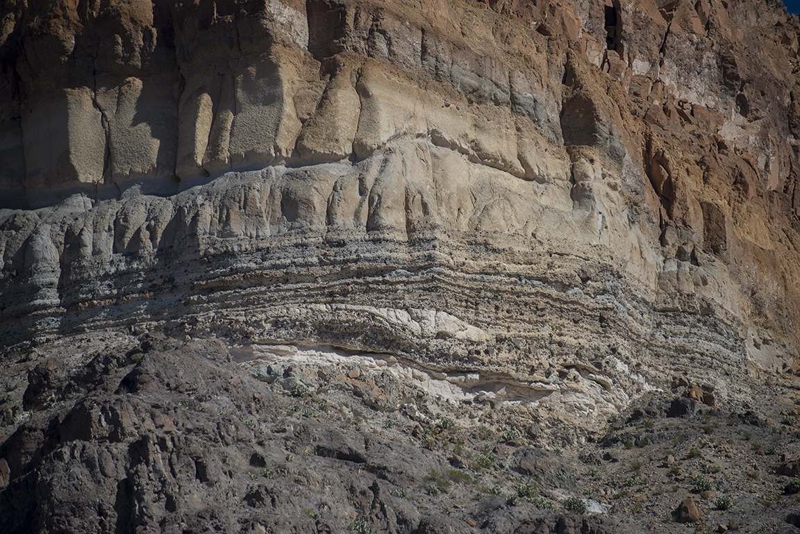 Close-up of sedimentary rock layers along the Ross Maxwell Scenic Drive