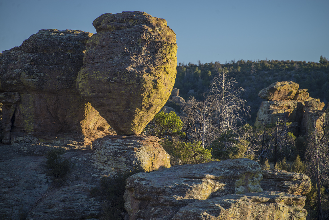 Balanced rock in afternoon light at Massai Point